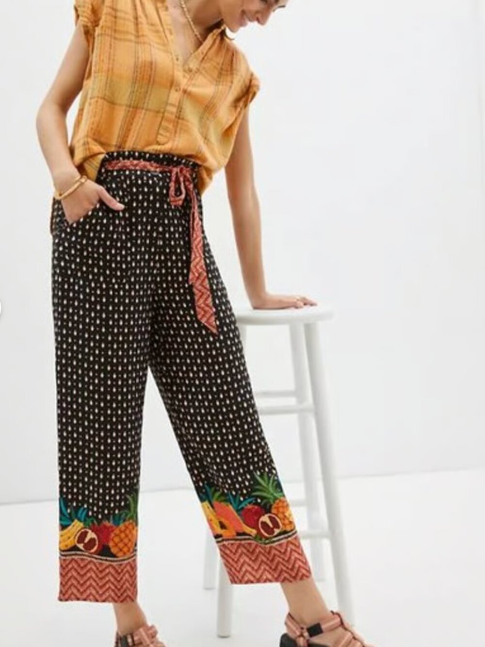 FARM RIO FOR ANTHROPOLOGIE TUCKER PAPERBAG TROUSER